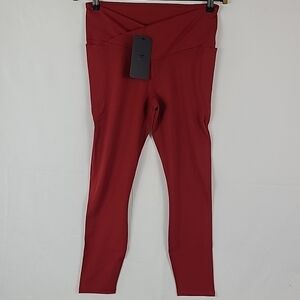 NEW Fabletics Oasis PureLuxe Crossover 7/8 Leggings Holly Berry Red Sz M NWT
